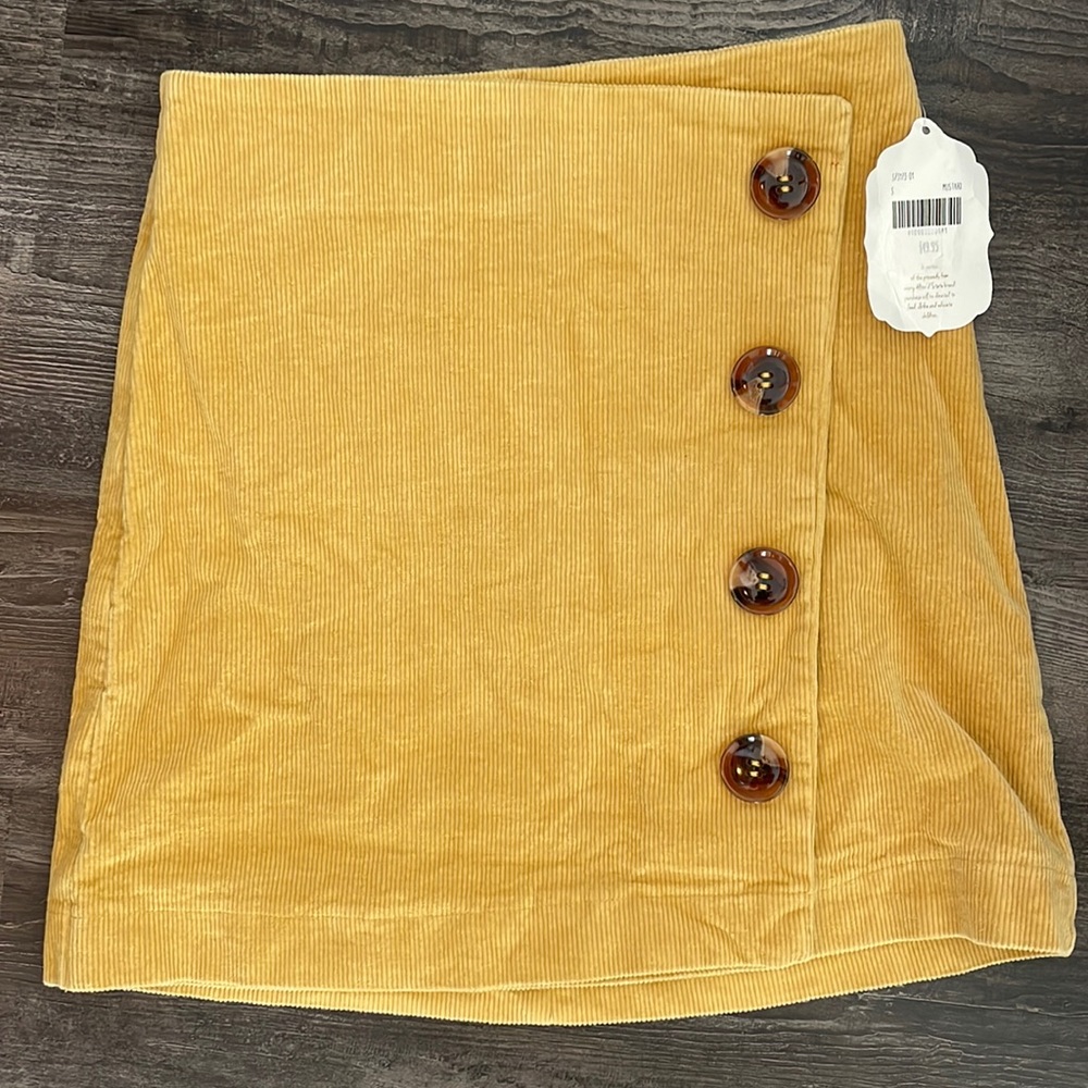 Yellow Button Front Altard State mini Skirt